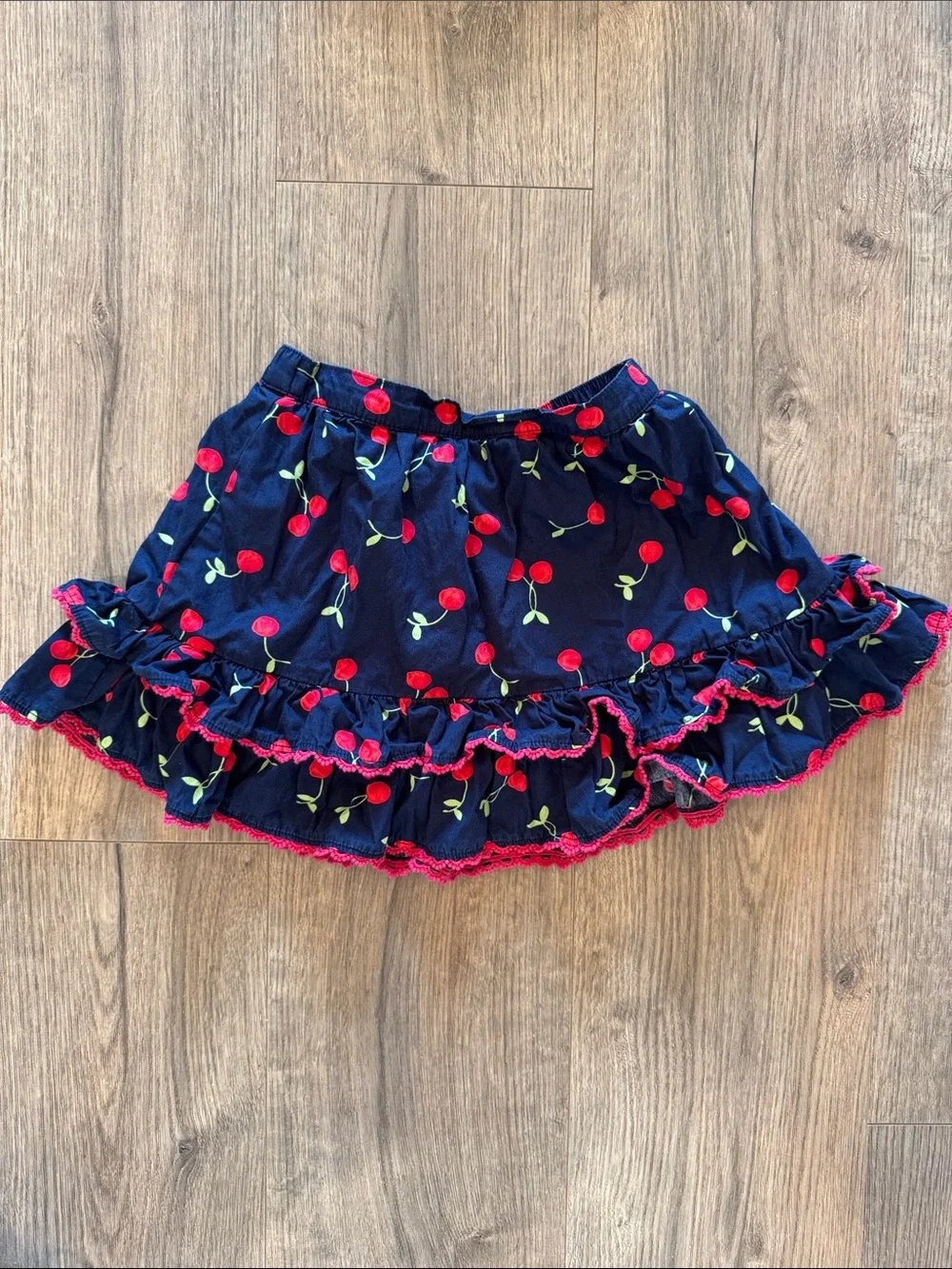 Gymboree Navy Cherry Print Ruffle Skirt